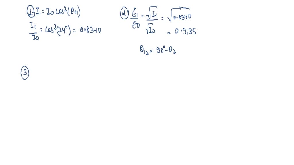 SOLVED: 2) Calculate the electric field amplitude E, of the light after ...