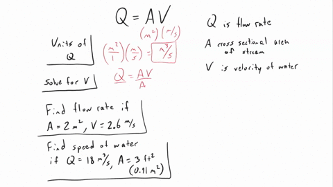 the-formula-for-determining-the-flow-rate-of-stream-is-q-av-where-q-is-the-flow-rate-a-is-the-cross-sectional-area-of-the-stream-vis-the-velocity-0f-the-water-units-must-be-consistent-if-the-33907