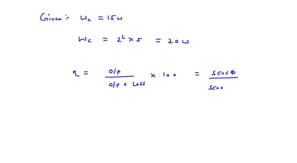 SOLVED: '(e Maximum fux 13. A 1000 VA transformer has core loss of 15W ...