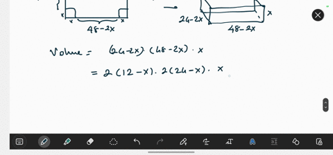 from-a-piece-of-cardboard-that-is-24-cm-by-48-cm-cut-equal-squares-out-of-the-corners-fold-up-the-sides-to-form-an-open-box-determine-the-height-of-the-box-that-will-give-the-maximum-volume-20577