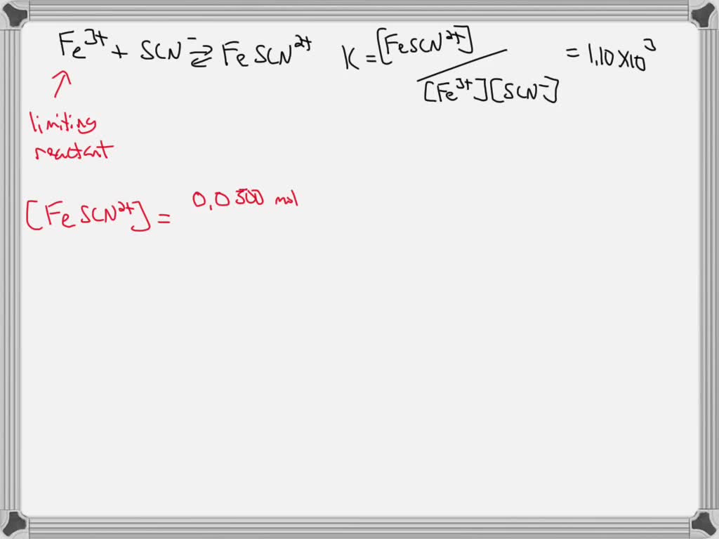SOLVED Data Analysis Calculate equilibrium concentration of FeSCN2