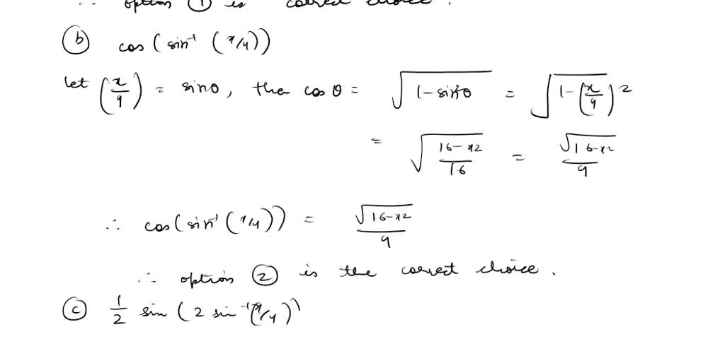 SOLVED: point) Match each of the trigonometric expressions below with ...