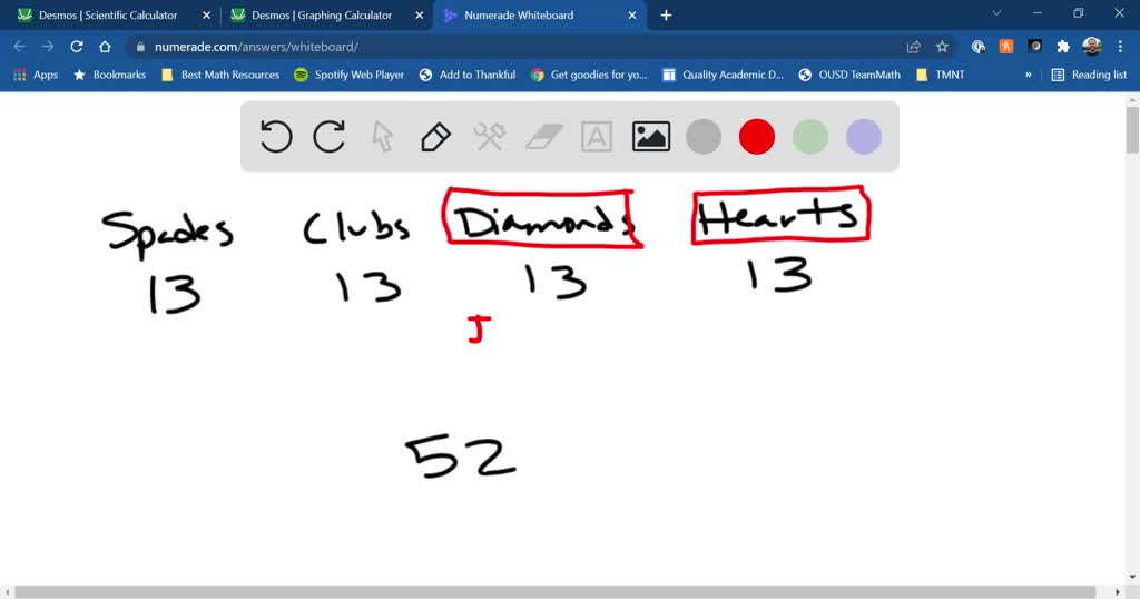 SOLVED What is the probability of drawing a red numbered card from a