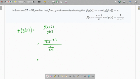 in-exercises-27-32-confirm-that-f-and-g-are-inverses-by-showing-that-fgxx-and-gfxx-fxfracx1x-text-and-gxfrac1x-1