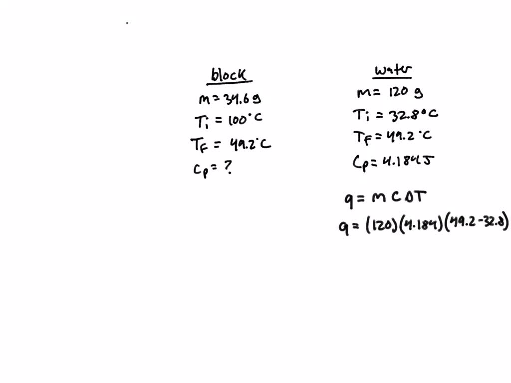 SOLVED: A 34.6g plastic block is heated to 100.0Â°C in boiling water ...
