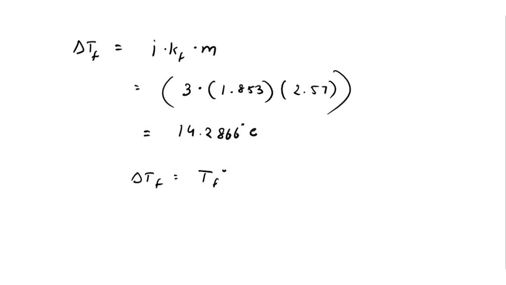 SOLVED The freezing point (Â°C) of a 2M solution of CaCl2 in water (Kf