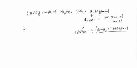 a-50889-g-sample-of-nazcro-mw-16197-gmol-is-dissolved-in-10000-ml-of-water-assume-the-solutian-has-density-of-l00-gl-what-is-the-concentration-of-na-mw-229898-gfmol-in-the-solution-in-units-15806