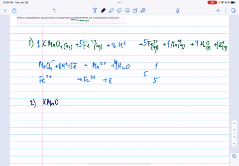 write-a-standardization-equation-for-reaction-between-acidified-kmno4-and-1iron2solution-2h2c2o4