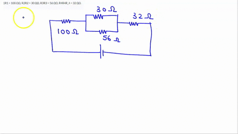 solve-for-the-current-in-the-following-circuit-with-these-resistance-values-r1r1-100-r2r2-30-r3r3-56-r4r4r_4-32-36462