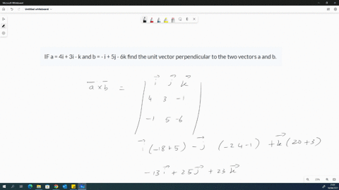 if-a-4i-3i-k-and-b-i-5j-6k-find-the-unit-vector-perpendicular-to-the-two-vectors-a-and-b