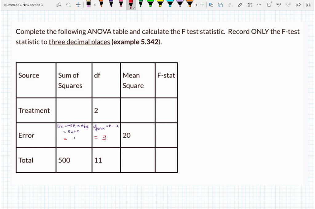 Anova Table Fill In The Blanks Calculator Elcho Table