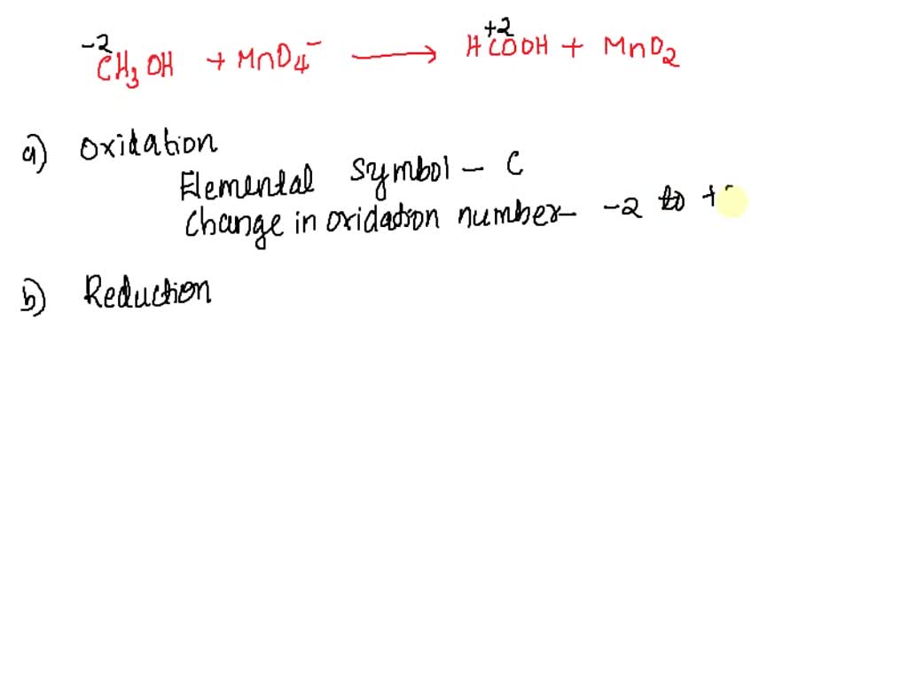 SOLVED: Methanol (CH3OH) is oxidized by potassium permanganate in an ...