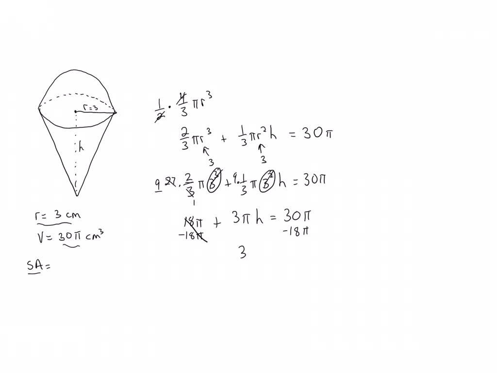 SOLVED: 13 The diagram shows a solid made by joining a solid hemisphere ...