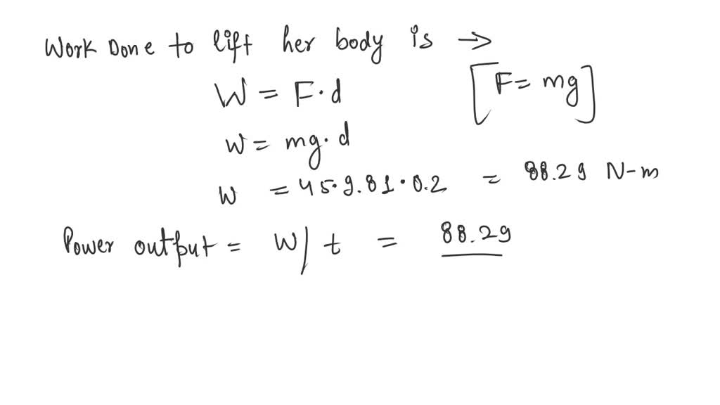 SOLVED: 'When doing chin-up, student lifts her 45.0-kg body- distance ...