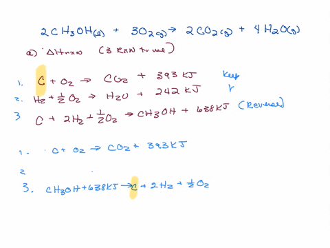 question-the-combustion-of-methanol-is-shown-by-the-final-equation-2-ch3ohl-3-o2g-2-co2g-4-h2og-given-the-data-which-follows-a-find-the-heat-of-reaction-for-the-equation-above-b-state-the-molar-heat-o