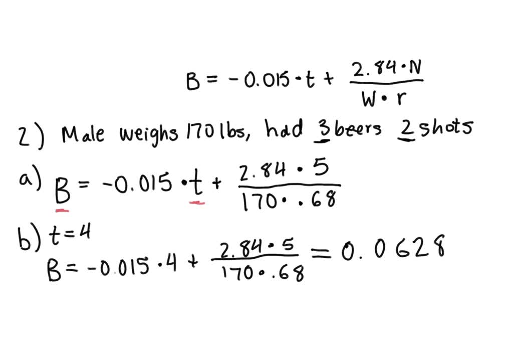 SOLVED Text Problems Calculating Blood Alcohol Level From 53 OFF