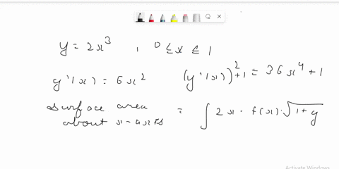 compute-the-surface-area-of-revolution-about-the-x-x-axis-over-the-interval-0101-for-y2x3-use-symbolic-notation-and-fractions-where-needed-52885