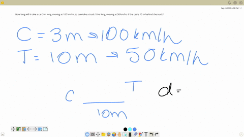 how-long-will-it-take-a-car-3m-long-moving-at-100kmhr-to-overtake-a-truck-10m-long-moving-50kmhr-if-the-car-is-10m-behind-the-truck-66848