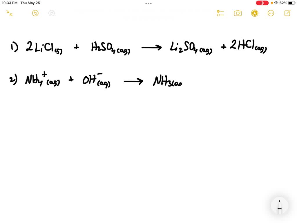 SOLVED: LiCl(s) + H2SO4(aq) â†’ Li2SO4(aq) + HCl(aq) 2. Correctedtext ...