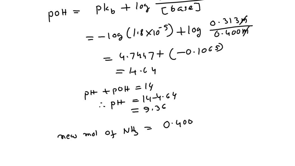 SOLVED: A buffer solution contains 0.313 M NH4Br and 0.400 M NH3 ...