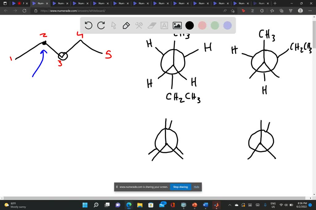 Solved Draw And Label Staggered And Eclipsed Conformers That Result From Rotation About The C2 1554