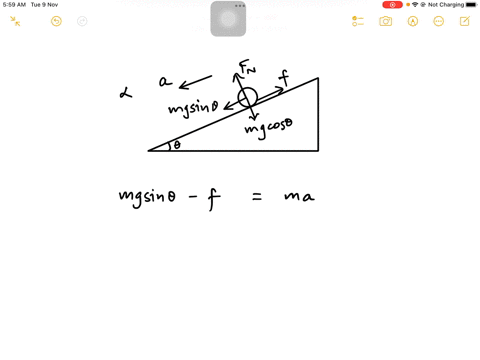 A solid sphere rolls without slipping down an incline, starting from ...