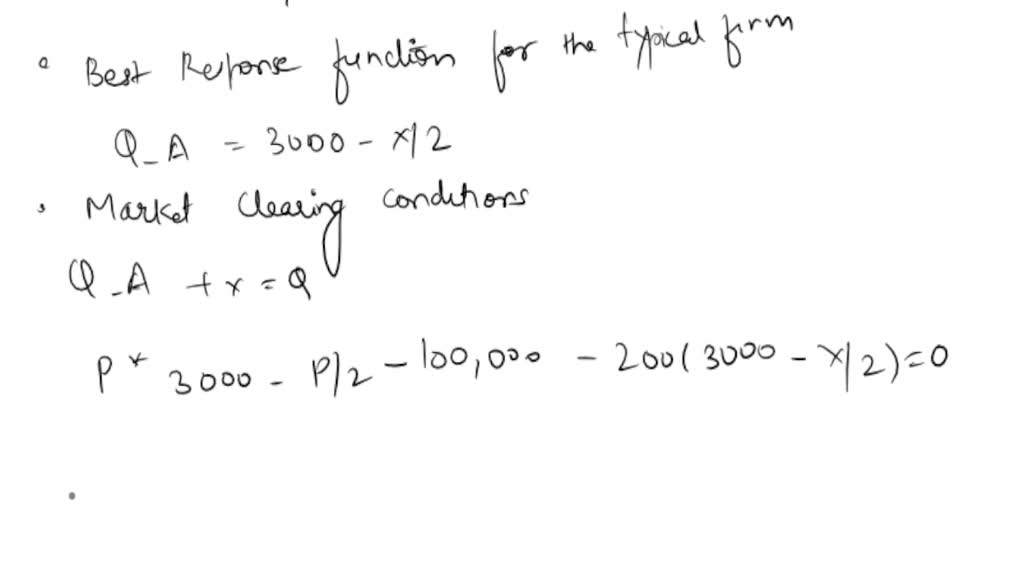 SOLVED: Find the equilibrium quantity for the typical firm(QA), the ...