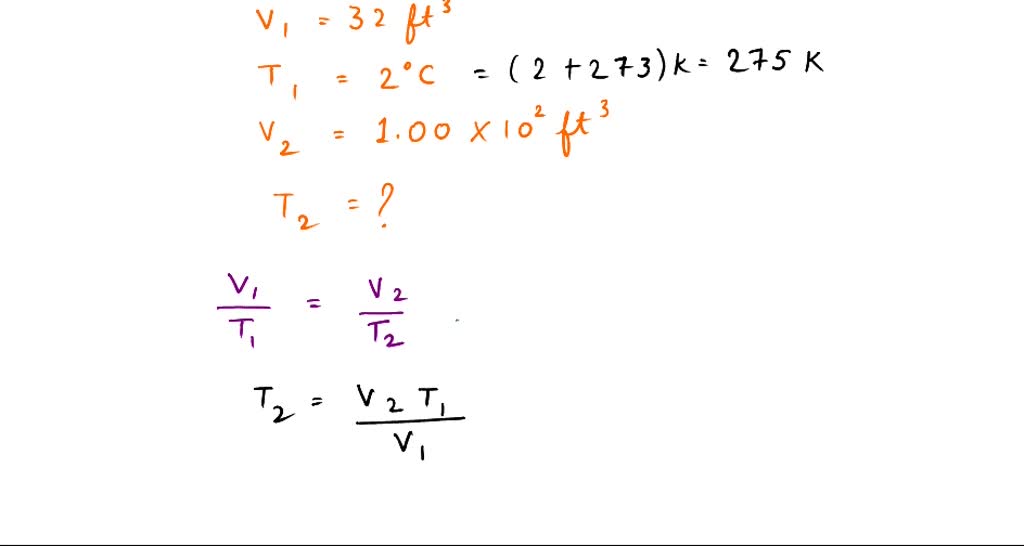 SOLVED: To what temperature must 32.0ft^3 of a gas at 2°C be heated for ...