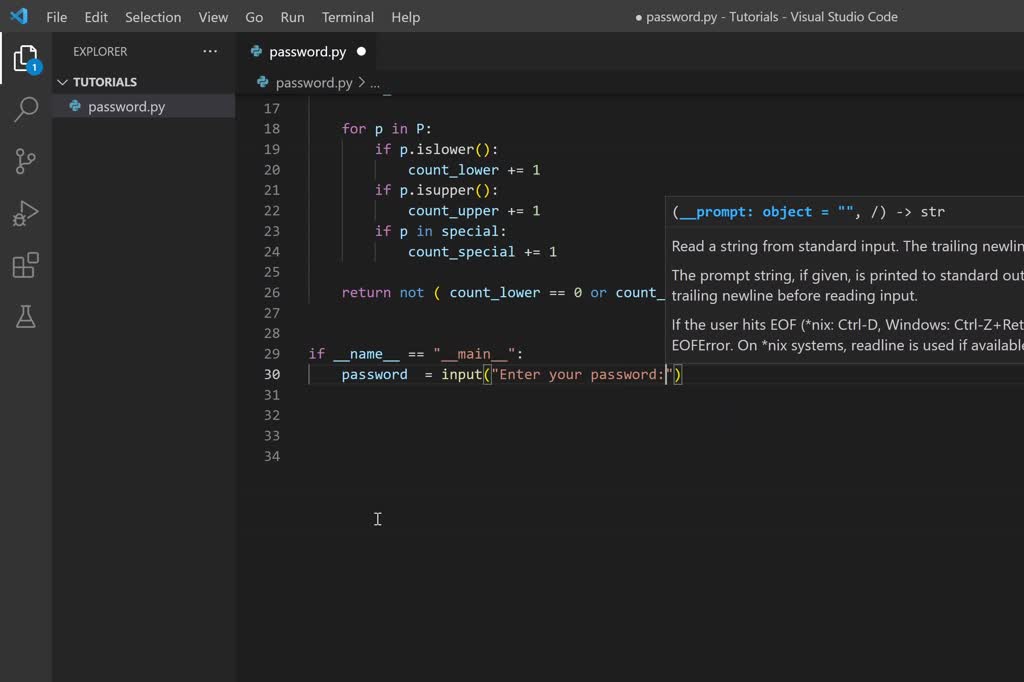 SOLVED: The code provided is as follows: “`python password = input ...