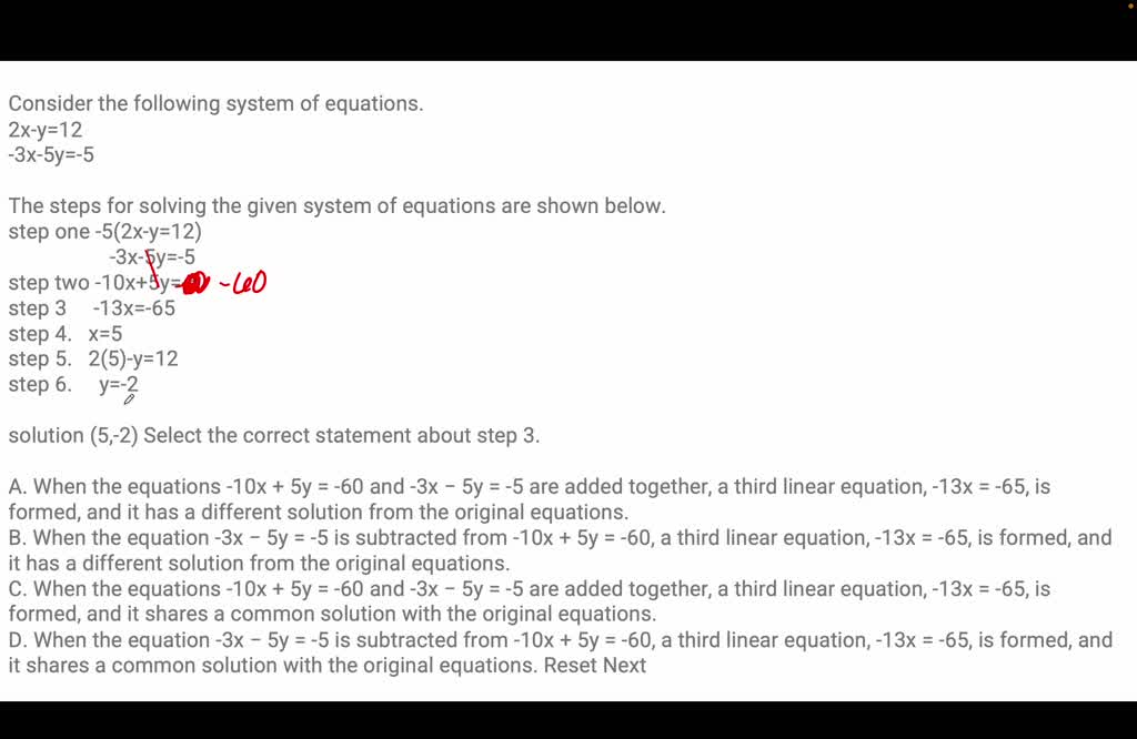 Solved Consider The Following System Of Equations 2x Y 12 3x 5y 5