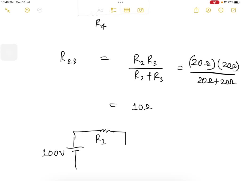 SOLVED Four resistors are connected to a 100V battery as shown below