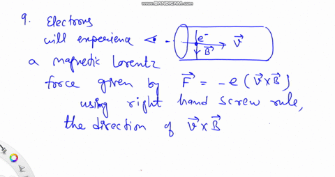 9-a-beam-of-electrons-is-sent-horizontally-down-the-axis-of-a-tube-to-strike-a-fluorescent-screen-at-the-end-of-the-tube-on-the-way-the-electrons-encounter-a-magnetic-field-directed-vertical-68356