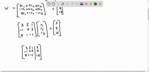 if-possible-express-w-as-a-linear-combination-of-v1-v2-and-v3-enter-your-answers-in-term-of-v1-v2-and-v3-if-not-possible-enter-impossible-w-3918-v1-3-18-v2-501-v3-13-1-w-69826