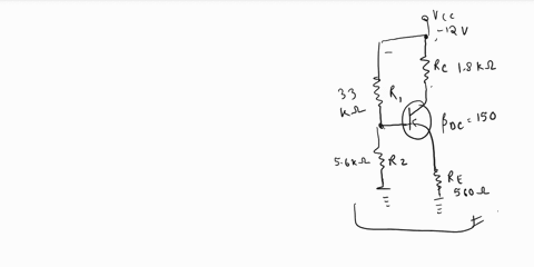 problem-2for-the-circuit-showndetermine-the-following-a-q-points-values-b-the-minimum-power-rating-of-the-transistor-ciiandib-vcc-12v-33k-18k-pc150-r2-56k-560-87945
