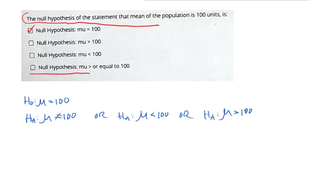 null hypothesis on population mean