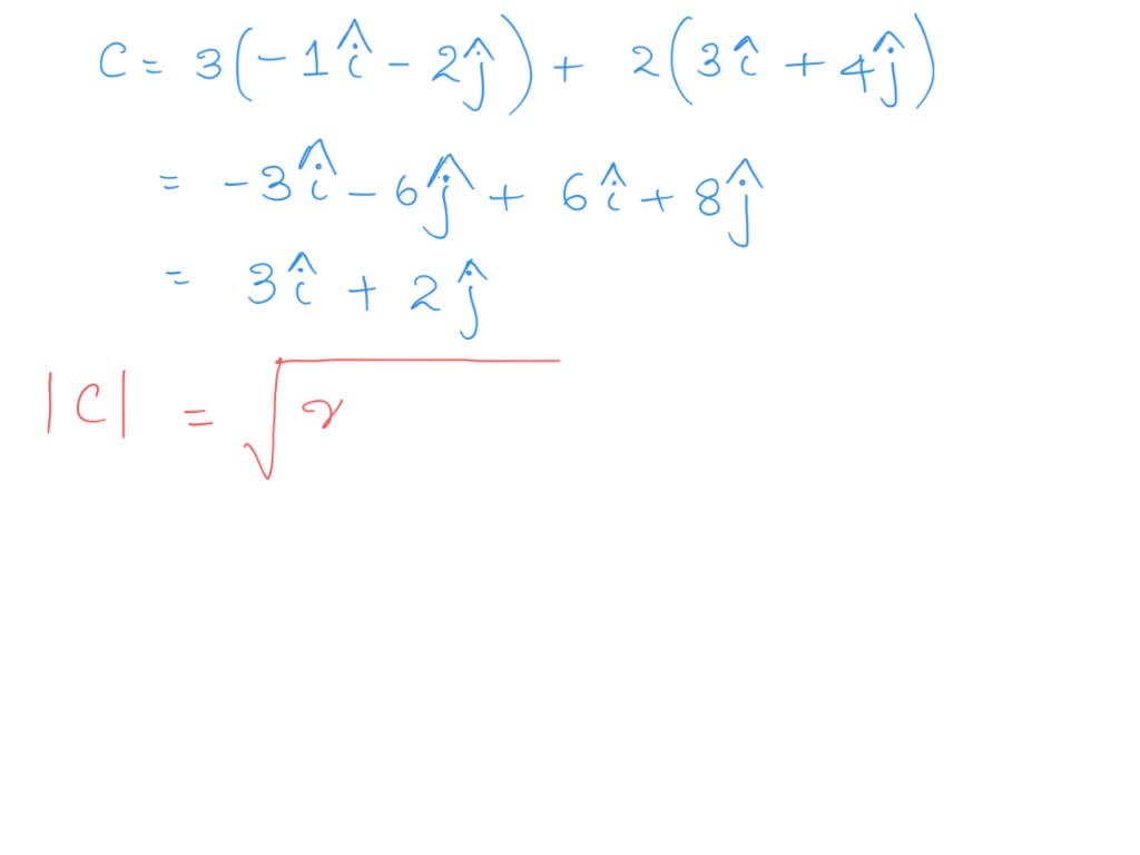 SOLVED: Using the definition given vectors A = 1i^-2j^) and B = 3i^+4j ...