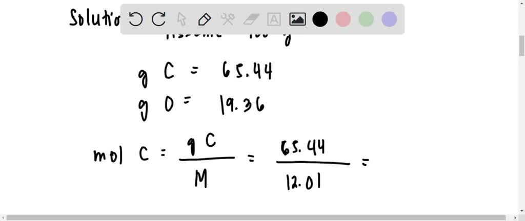 SOLVED: A compound is known to contain 65.44% carbon and 19.36% oxygen ...