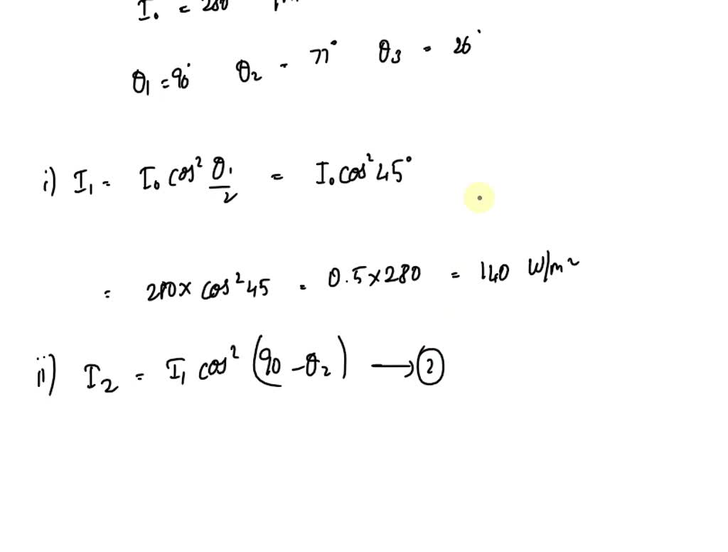 SOLVED: An unpolarized beam of intensity Io = 280 W/mÂ² travels in the ...