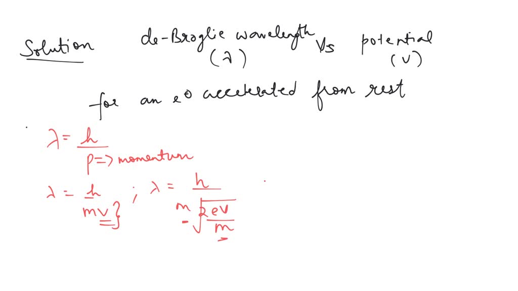 SOLVED: Q16. Show graphically, the variation of the de- Broglie ...