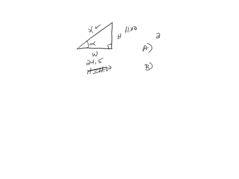 three-triangles-are-shown-the-first-used-in-parts-a-and-b-is-a-right-triangle-with-w245-and-h110-the-second-used-in-part-c-has-angles-265-and-230-and-l340-and-the-third-used-in-part-d-has-an-angle-123