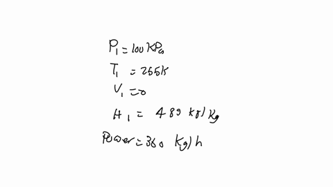 air-is-being-compressed-from-100-kpa-and-255-k-where-it-has-an-enthalpy-of-489kjkg-to-1000kpa-and-278-k-where-it-has-an-enthalpy-of-509kjkg-the-exit-velocity-of-the-air-from-compressor-is-60ms-what-is