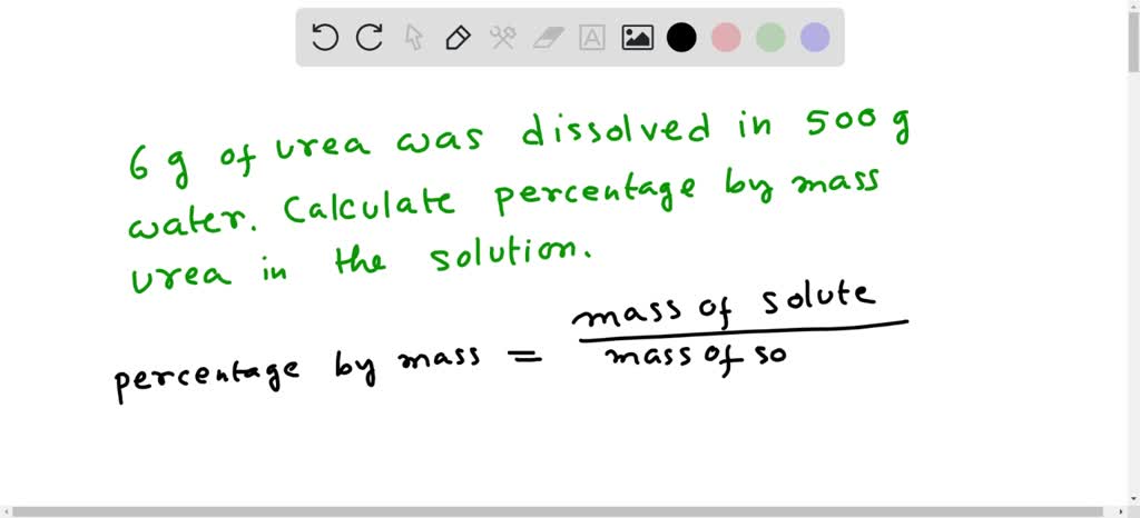 SOLVED: 6g of urea was dissolved in 500g of water. Calculate percentage ...