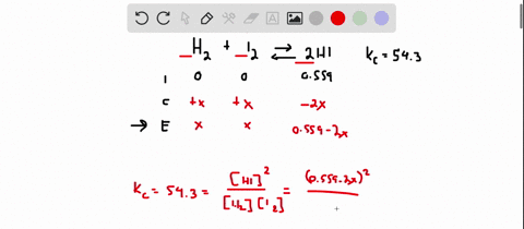 1-kc-for-the-reaction-of-hydrogen-and-iodine-to-produce-hydrogen-iodide-h2g-i2g-2hig-is-543-at-430c-calculate-the-equilibrium-concentrations-of-h2-i2-and-hi-at-430c-if-the-initial-concentrat-11306