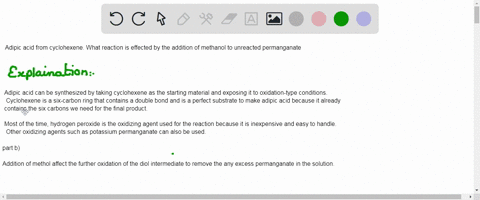 adipic-acid-from-cyclohexene-what-reaction-is-effected-by-the-addition-of-methanol-to-unreacted-permanganate-90893