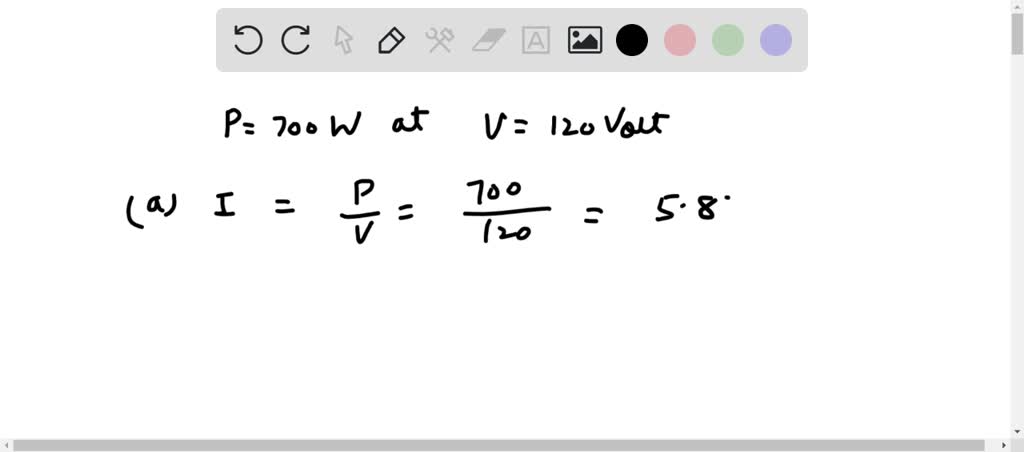 SOLVED: Using the formula power = current Ã— voltage, find the current ...