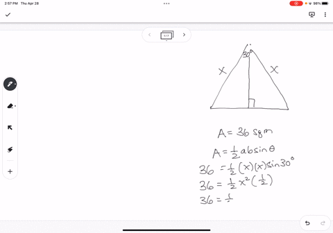 the-area-of-an-isosceles-triangle-is-36-sq-m-with-the-included-angle-of-30-degrees-between-the-two-equal-sides-find-the-perimeter-of-the-triangle-hint-area-of-isosceles-triangle-with-2-sides-30016