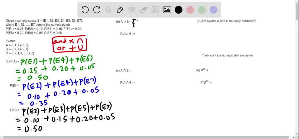SOLVED: Suppose that we have a sample space S = E1, E2, E3, E4, E5, E6 ...