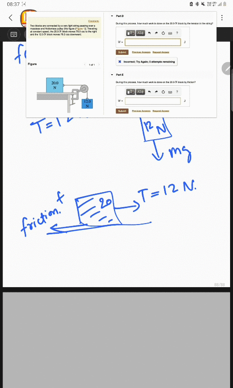 part-d-constants-during-this-process-_-how-much-work-is-done-on-the-200-n-block-by-the-tension-in-the-string-two-blocks-are-connected-by-very-light-string-passing-over-massless-and-frictionl-70621