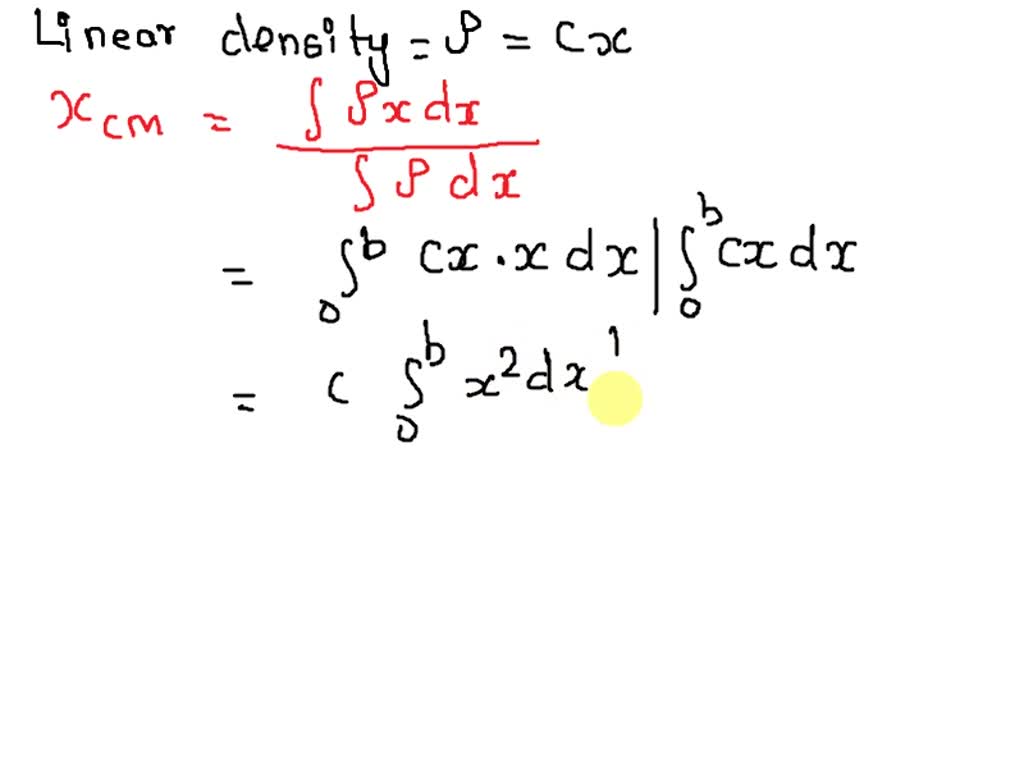 SOLVED: The Linear Density Of A Thin Rod Is Given By P = Cx, Where C Is ...