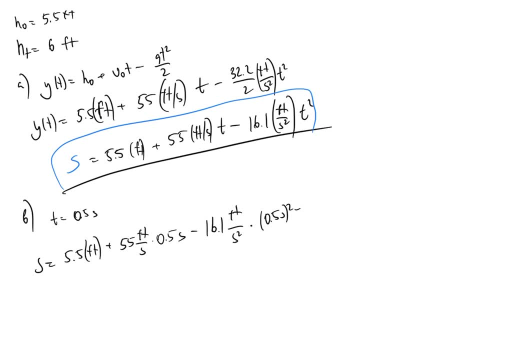 SOLVED You throw a baseball straight up into the air at a velocity of 55 feet per second. You